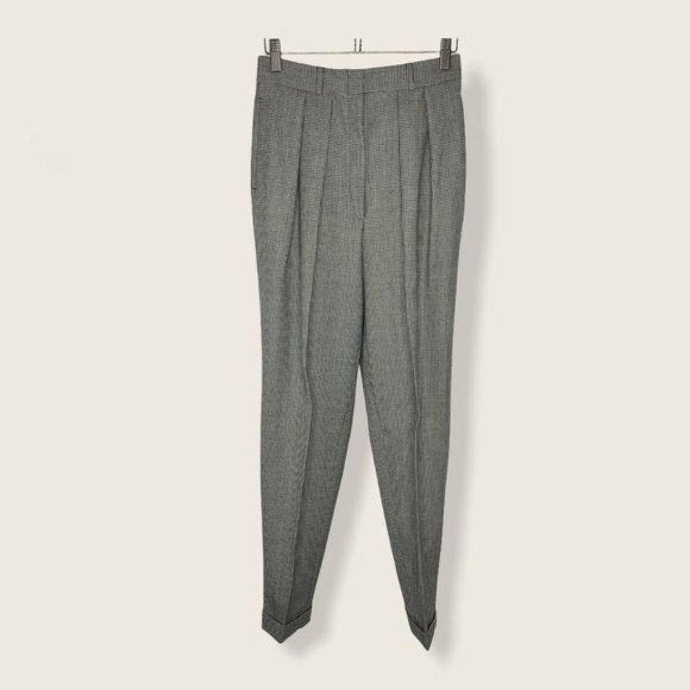 Vintage 90s Nordstrom Academia Houndstooth Wool Trouser Pants Small